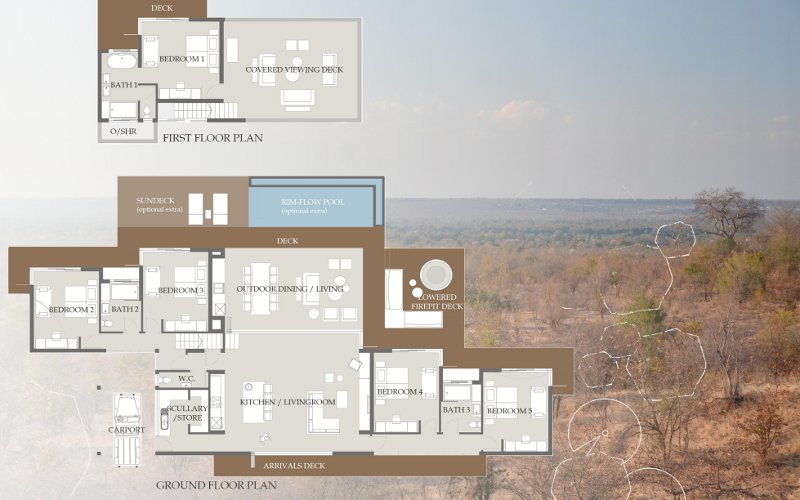 Plan of 5 bedroomed villa - click to view large image